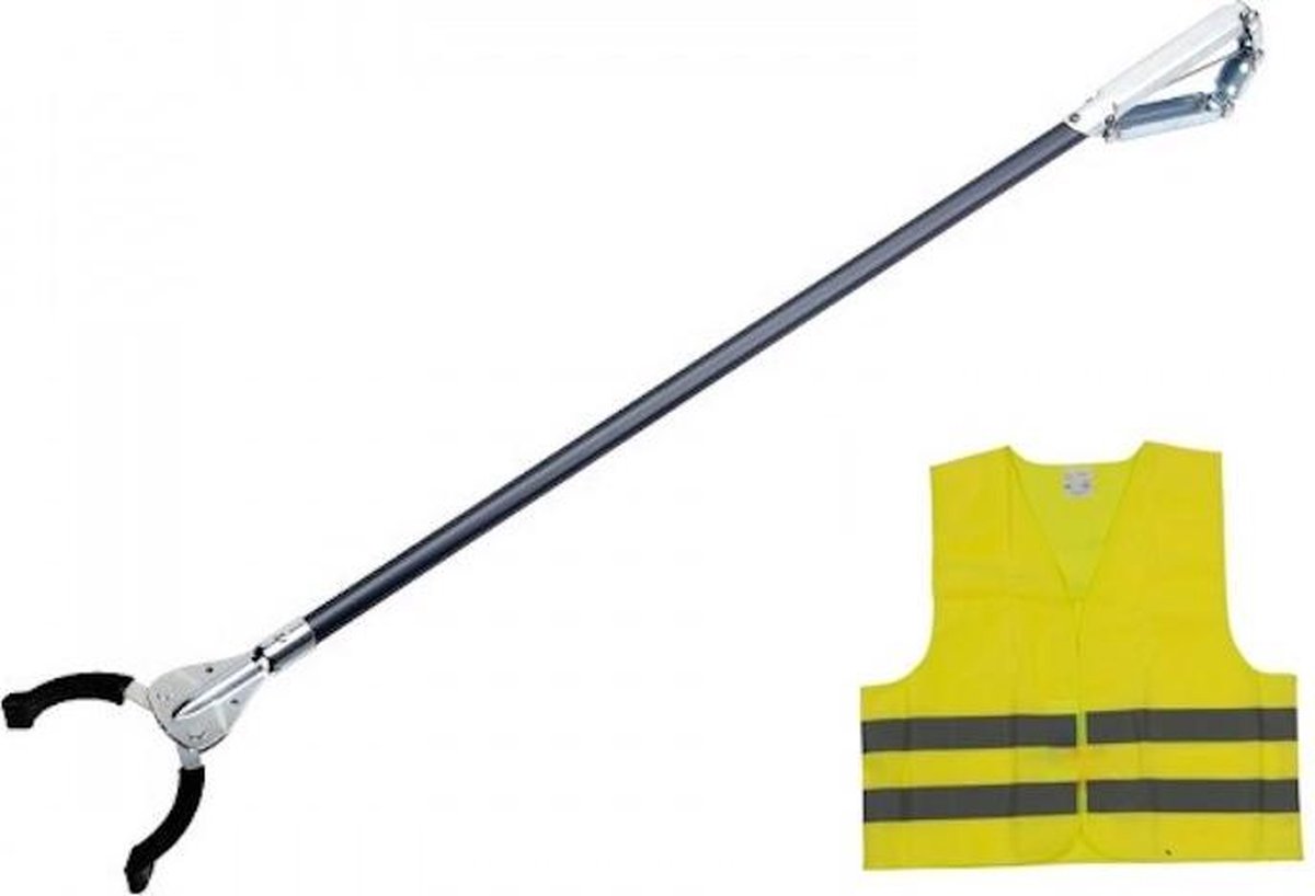 Goedkoopste Flora afvalgrijper met kunststof bekken 75 cm met GRATIS veiligheidsvest. Grijper van top kwaliteit.