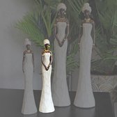 Afrikaanse beeld  vrouw Nala  wit Jurk -  Stijlvol en Elegant - Ideaal voor tafeldecoratie woonkamer/slaapkamer/eetkamertafel -  Hout - 31cm