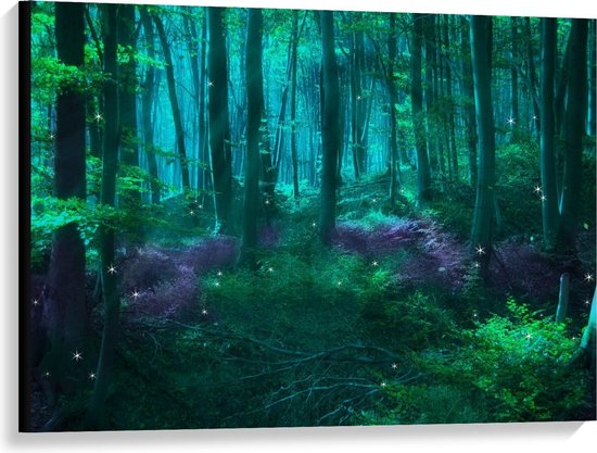 Canvas  - Sprookjesachtig Bosgebied - 100x75cm Foto op Canvas Schilderij (Wanddecoratie op Canvas)
