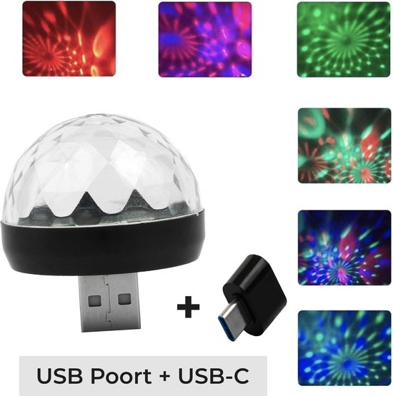 Lampe Disco Voiture & Mobile avec Adaptateur USB-C pour Samsung/ Android -  Mini Lampe... | bol.com