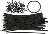 Armbanden, l: 20 cm, dikte 4 mm, zwart, 48sets