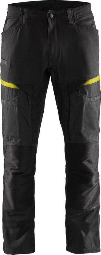 Pantalon de travail Blaklader Service avec stretch - Zwart/ Jaune haute visibilité - D116