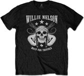 Willie Nelson Heren Tshirt -XL- Skull Zwart