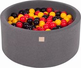 Ballenbakje.nl® Ronde Ballenbak set incl 300 ballen 90x40cm - Donker Grijs: Geel, Rood, Zwart