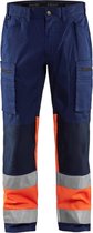 Blaklader 1551 Pantalon de Travail Réfléchissant Stretch Bleu Marine/ Oranje