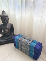 Yoga blok - Traditionele Thaise Kapok Yoga Ondersteuning Blok Kussen - Meditatie Kussen rechthoek - 35x15x10cm - Blauw
