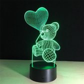 VALENTIJN'S ACTIE - Valentijn Set - Valentijnscadeau Voor Hem en Haar - 3D Lamp Beer Met Vasthoudend Hart  + 400 Rozenblaadjes + I Love You Slinger