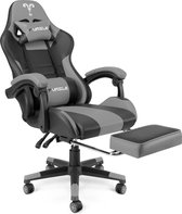 Game Chair Gamingcomfort x Furgle - Hoge Comfort - Zwart / Grijs met voetsteun / voetensteun