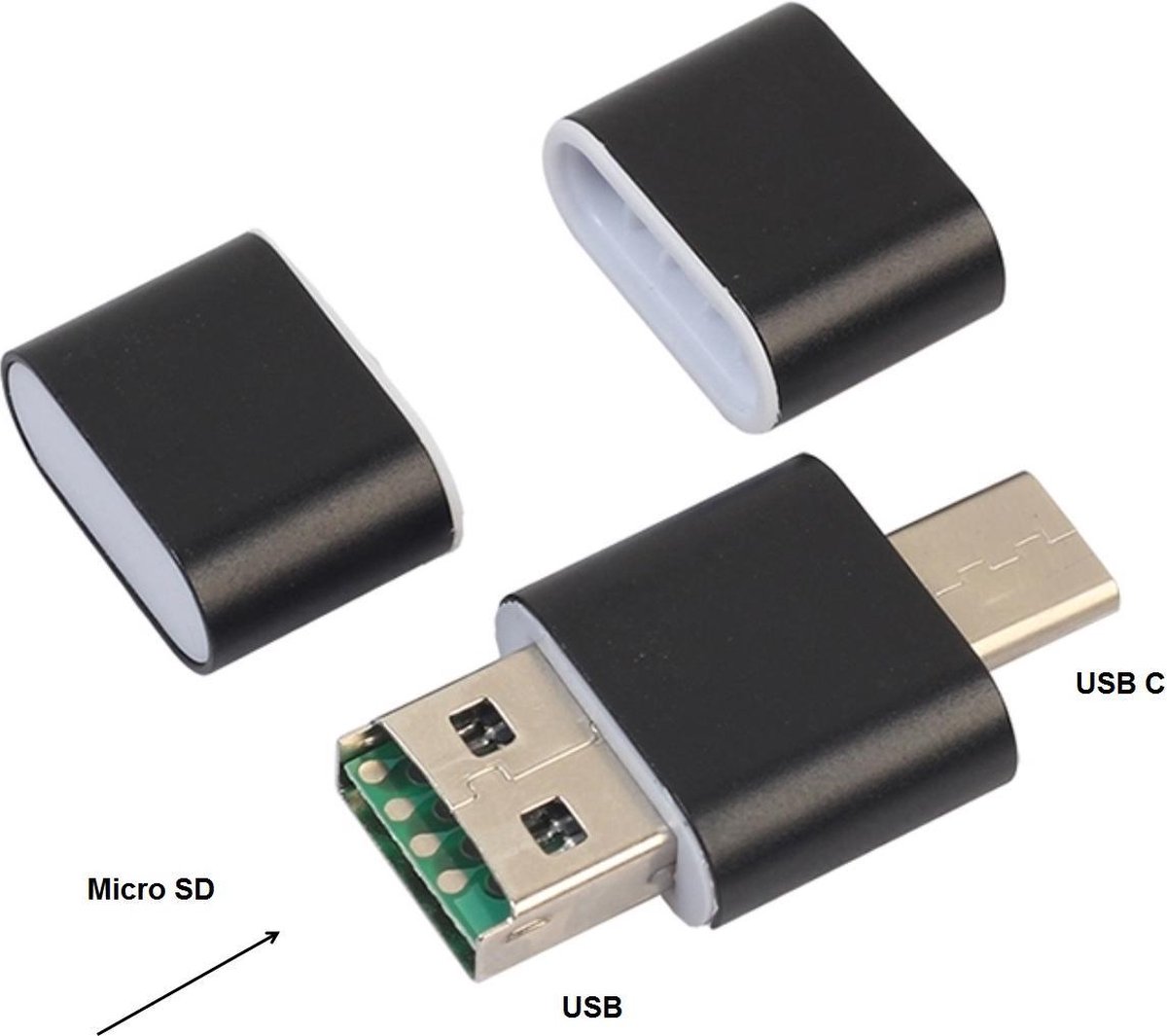 Multifunctionele USB Micro SD kaart lezer - USB naar USB C - Mini USB verloop naar USB C met SD card reader - Gadget network