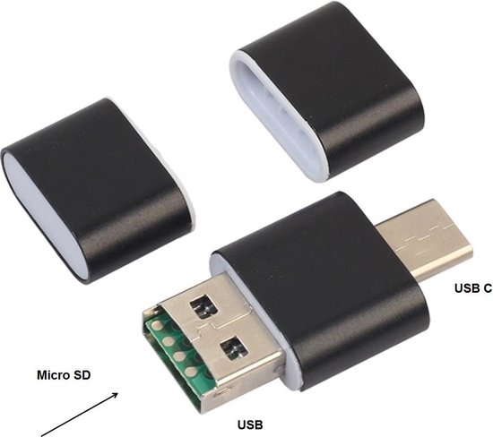 Irrigatie slagader Stereotype Multifunctionele USB Micro SD kaart lezer - USB naar USB C - Mini USB  verloop naar USB... | bol.com