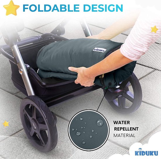 Voetenzak grijs - 95 x 50 cm - voetenzak voor kinderwagen - babyvoetenzak - kinderwagen voetenzak - wintervoetenzak - voetenzak met ristsluiting - wasbaar tot 30 °C van Dingy Weather — afbeelding 3