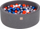 Ballenbak KATOEN Donker Grijs - 90x30 incl. 200 ballen - Geel, Zwart, Transparant