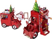 Cartes Popcards Pop-up - Carte de Noël Santa Sleigh Maisons de Noël Cerf Bonhomme de neige