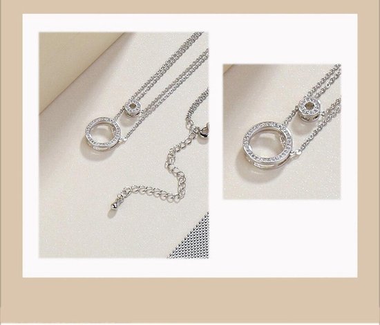 Boerni Aibisino Horloge en Ketting Zilver kleur luxe geschenk set | Crystal glass | Premium kwaliteit uurwerk Quartz Japan | Mineraal | Geschenk | Fashion | Elegant | Dames | Vrouw |  Black Friday