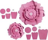 Papieren bloemen, lichtrood, d: 15+25 cm,  230 gr, 2stuks