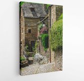 Onlinecanvas - Schilderij - Belcastel Medieval Town Houses And Street. Aveyron. France Art -vertical Vertical - Multicolor - 40 X 30 Cm
