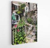 Onlinecanvas - Schilderij - Le Pont-de-montvert. Old Village. France Art -vertical Vertical - Multicolor - 115 X 75 Cm
