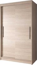 E-MEUBILAIR Zweefdeurkast Kledingkast Garderobekast met planken en kledingstang - 120x61x200 cm (BxDxH) - NOAH 04 (Sonoma)