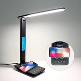 LED Bureaulamp Zwart - Dimbaar -Display - Opvouwbaar - Tafellamp - Smart Touch - Draadloos Opladen