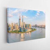 Onlinecanvas - Schilderij - View Downtown Shanghai Skyline In China Art Horizontal Horizontal - Multicolor - 40 X 50 Cm