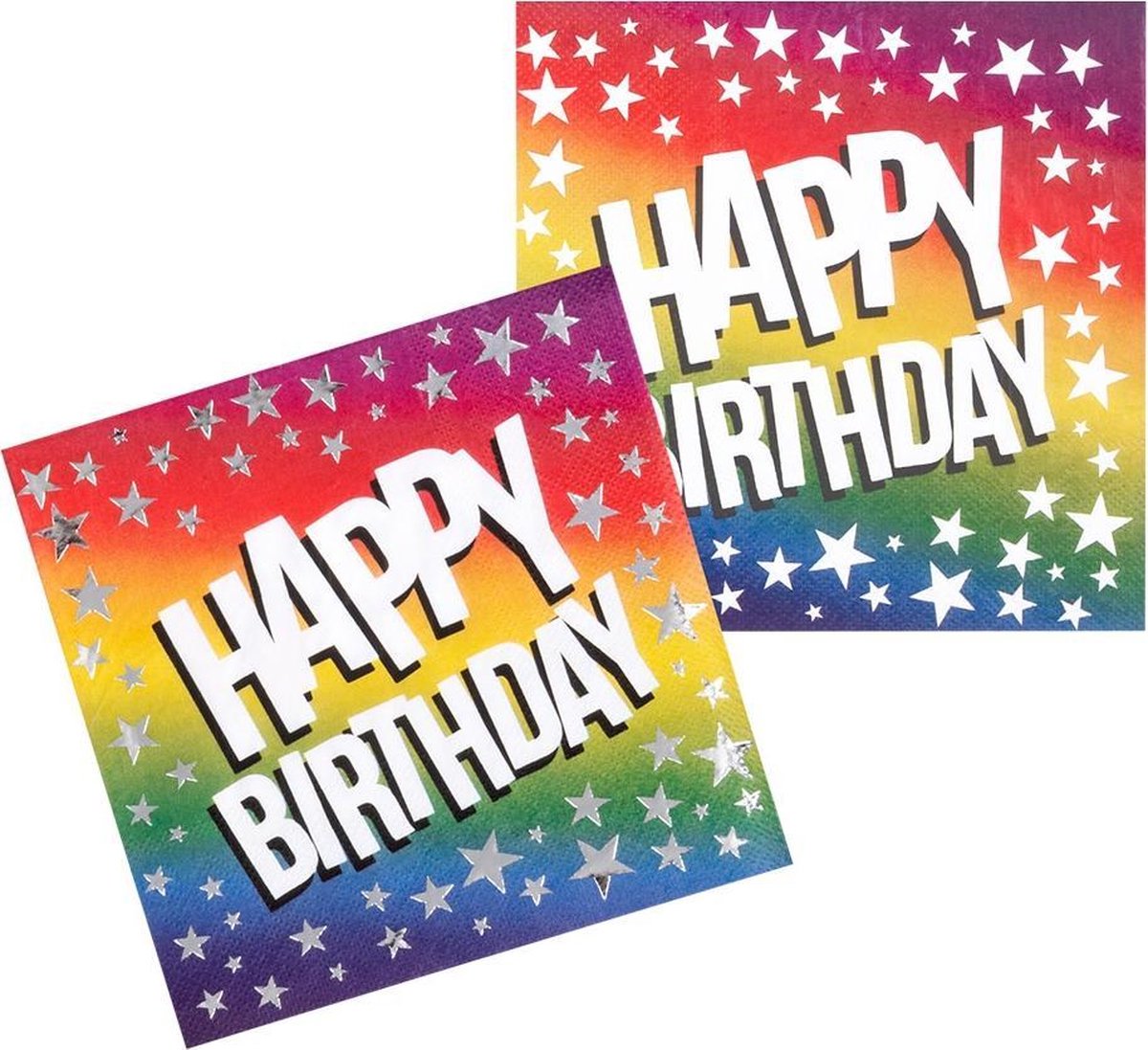 Boland - Servetten - Happy Birthday - Regenboog - Sterren - 33 cm - Papier - 12 Stuks