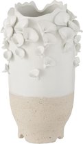 J-Line Vaas Anemone Keramiek Wit/Beige Small