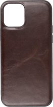 DiLedro - BackCover Echt Leer iPhone 12 Mini Shock Proof - Dark Brown