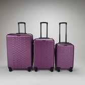 The Suitcase Society - Purple Velvet Waves Edition - Moderne 3-delige kofferset met 4 dubbele wielen