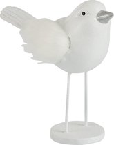 J-Line Vogel Poly/Imitatiebont Wit Large L 15 x B 12 x H 28 cm Set van 2 stuks