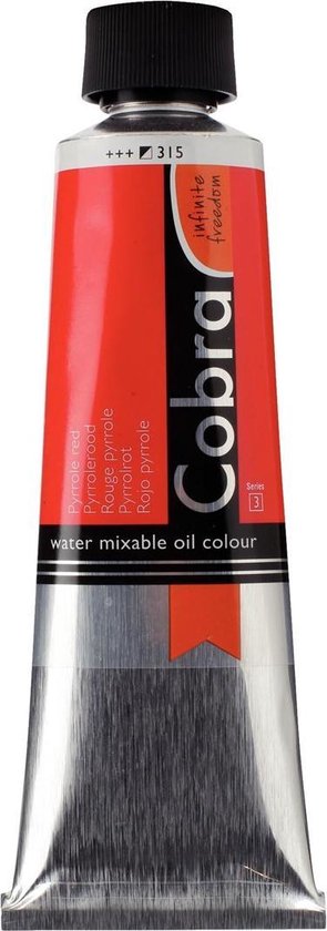 Peinture à l'huile Cobra miscible à l'eau Pyrrole rouge avec bouchon noir.