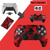 Foxx decals - PS5 controller sticker - PS5 skin - Camo - Rood - met gratis thumb grips