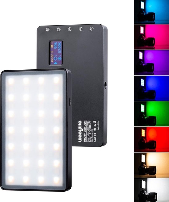 Weeylite RB08P - RGB LED Lamp - Pocket size - Fotografie - Videografie - On  camera -... | bol