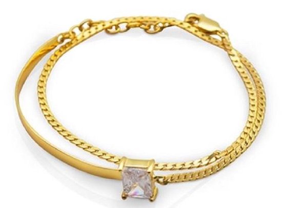 Beau bracelet plaqué or 18 carats avec belle pierre de zircone