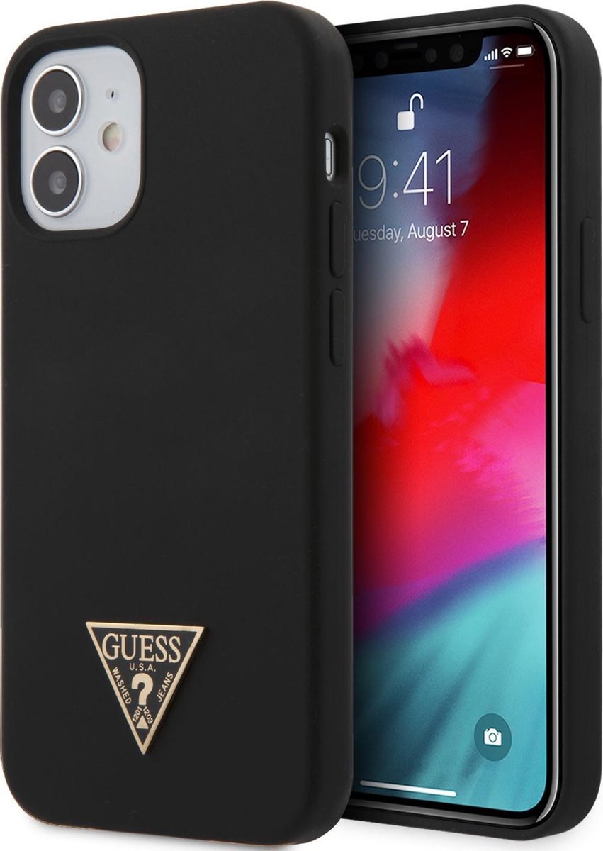 Zwart hoesje van Guess - Backcover - iPhone 12 Mini - Triangle