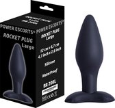 Power Escorts - Rocket Plug LargeAnal Plug - 12 × 6,7 CM / 4,7 × 2,6Inch - Butt Plug - Zwart - Kwaliteits Silicone - Geen Goedkoop Tpe Materiaal - Stoere Cadeaubox - BR208L - Ideaa