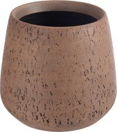 J-Line Bloempot Relief Terracotta Bruin Medium Set van 2 stuks