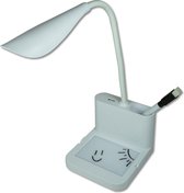 Mesa Living Multifunctionele Bureaulamp Dimbaar met smartphonehouder - USB-Oplaadpoort - Wit en Warm Licht