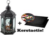 Kerstlantaarn met Kerstverlichting Hert - Lantaarn - Kerstdecoratie -  Led - 33cm + 1 BBQ Matje!