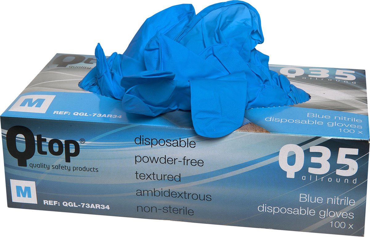 Goedkoopste Wegwerp handschoenen - Nitril handschoenen - Poedervrij - blauw - maat M - 100 stuks