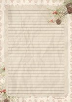 Bloc-notes A4 Branche de pin de Noël - 50 feuilles de papeterie de Noël - Papier à lettres de Noël