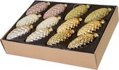 Dennenappels Glas (12cm) Mix 12 Stuks Goud Parel