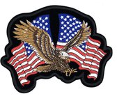 Adelaar Zeearend USA Eagle Vlag XL Strijk Embleem Patch 17 cm / 13 cm / Bruin Blauw Rood Wit