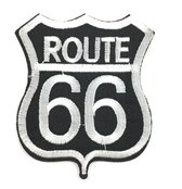 Route 66 Strijk Patch Zwart Wit 6 cm / 7.5 cm / Zwart Wit