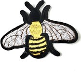 Bij Bijen Hommel Strijk Embleem Patch 7.7 cm / 5.9 cm / Zwart Wit Geel