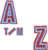 Alfabet Letter Strijk Embleem Patches Rood Blauw 3 x 2 cm / Letter O