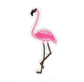 Flamingo Op Een Poot Strijk Applicatie Patch 5.5 cm / 10 cm / Roze Bruin