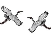 Kraanvogel XL Strijk Embleem Patch Set L+R 16.7 cm / 16.5 cm / Wit Zwart Rood
