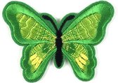 Vlinder Strijk Embleem Patch Groen 7 cm / 5.5 cm / Groen Geel