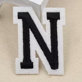 Alfabet Letters Strijk Embleem Patches Zwart Wit Letter N / 4 cm / 5 cm