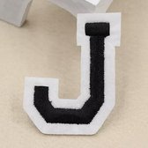 Alfabet Letters Strijk Embleem Patches Zwart Wit Letter J / 4 cm / 5 cm
